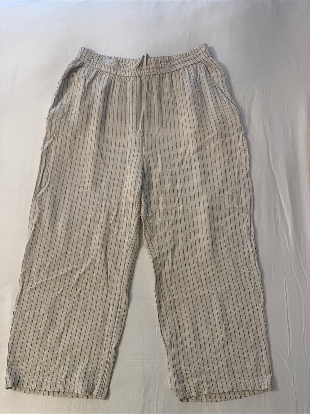 Zara Cream Pinstripe Drawstring Joggers